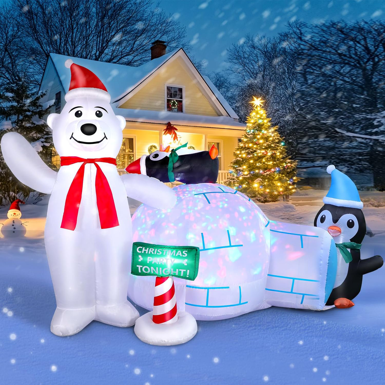 Giant 8 Ft Tall Gemmy Penguin and Igloo Holiday Christmas Airblown outlet Inflatable